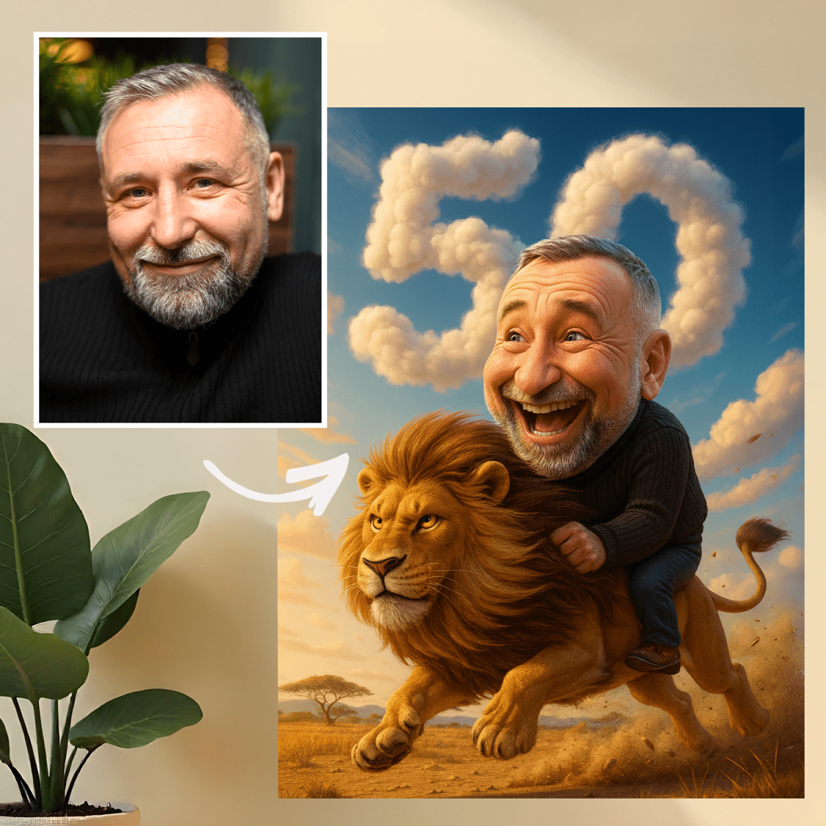 Portret mężczyzny na 50. - obraz na płótnie z Twojego zdjęcia - Wymaluj Prezent