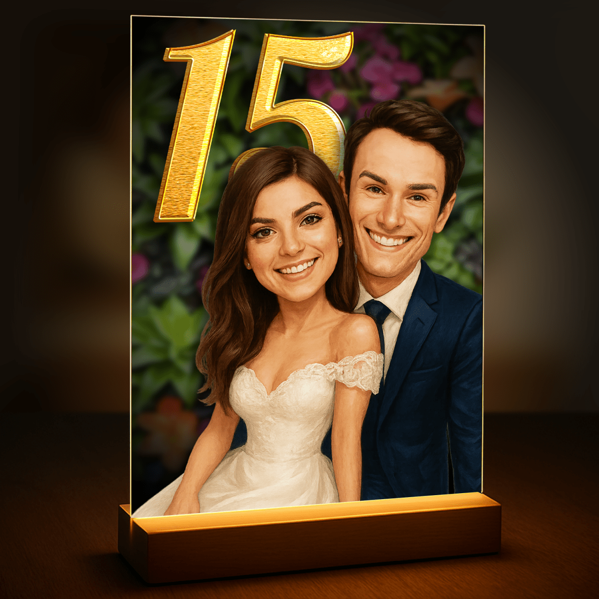 Image of Portret na 15 rocznicę pary - druk na szkle, portret z Twojego zdjęcia - Wymaluj Prezent