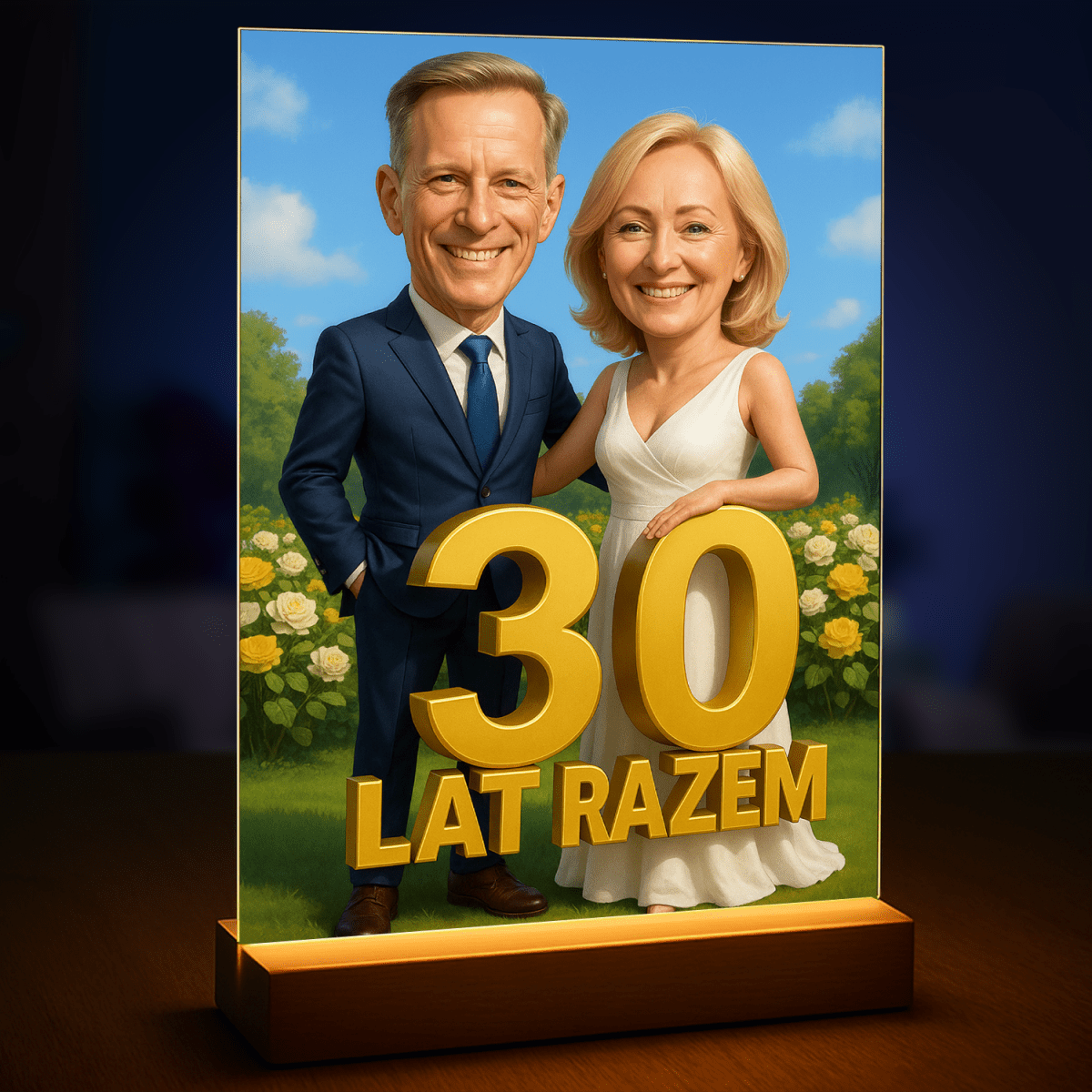 Image of Portret na 30 rocznicę razem - druk na szkle, portret z Twojego zdjęcia - Wymaluj Prezent