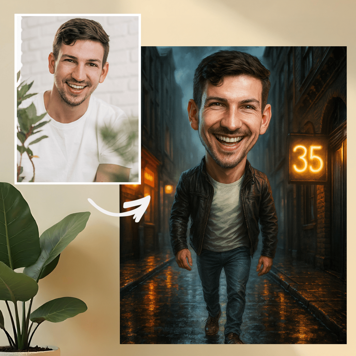 Image of Portret na 35 urodziny - obraz na płótnie z Twojego zdjęcia - Wymaluj Prezent