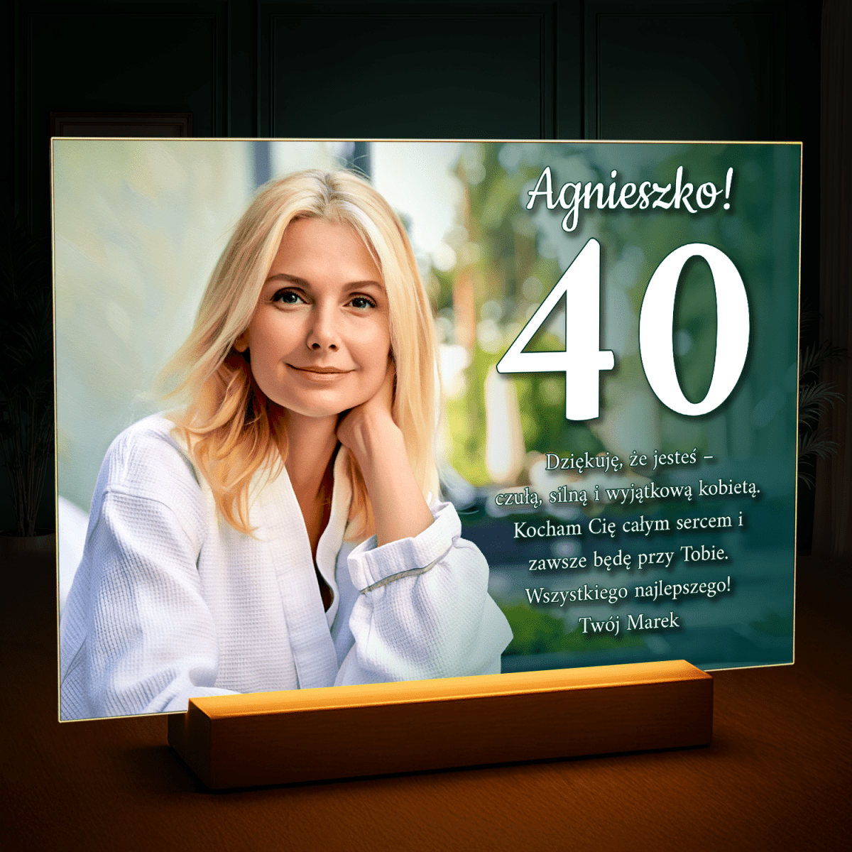 Image of Portret na 40 urodziny - druk na szkle, portret z Twojego zdjęcia - Wymaluj Prezent