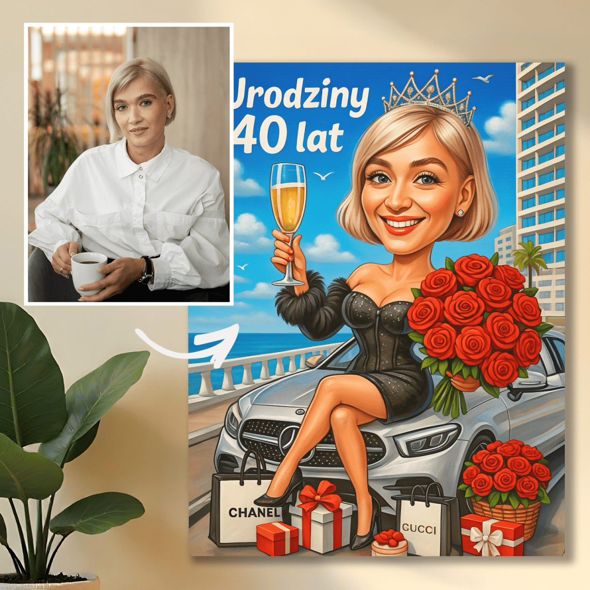 Portret na 40. urodziny - obraz na płótnie z Twojego zdjęcia - Wymaluj Prezent