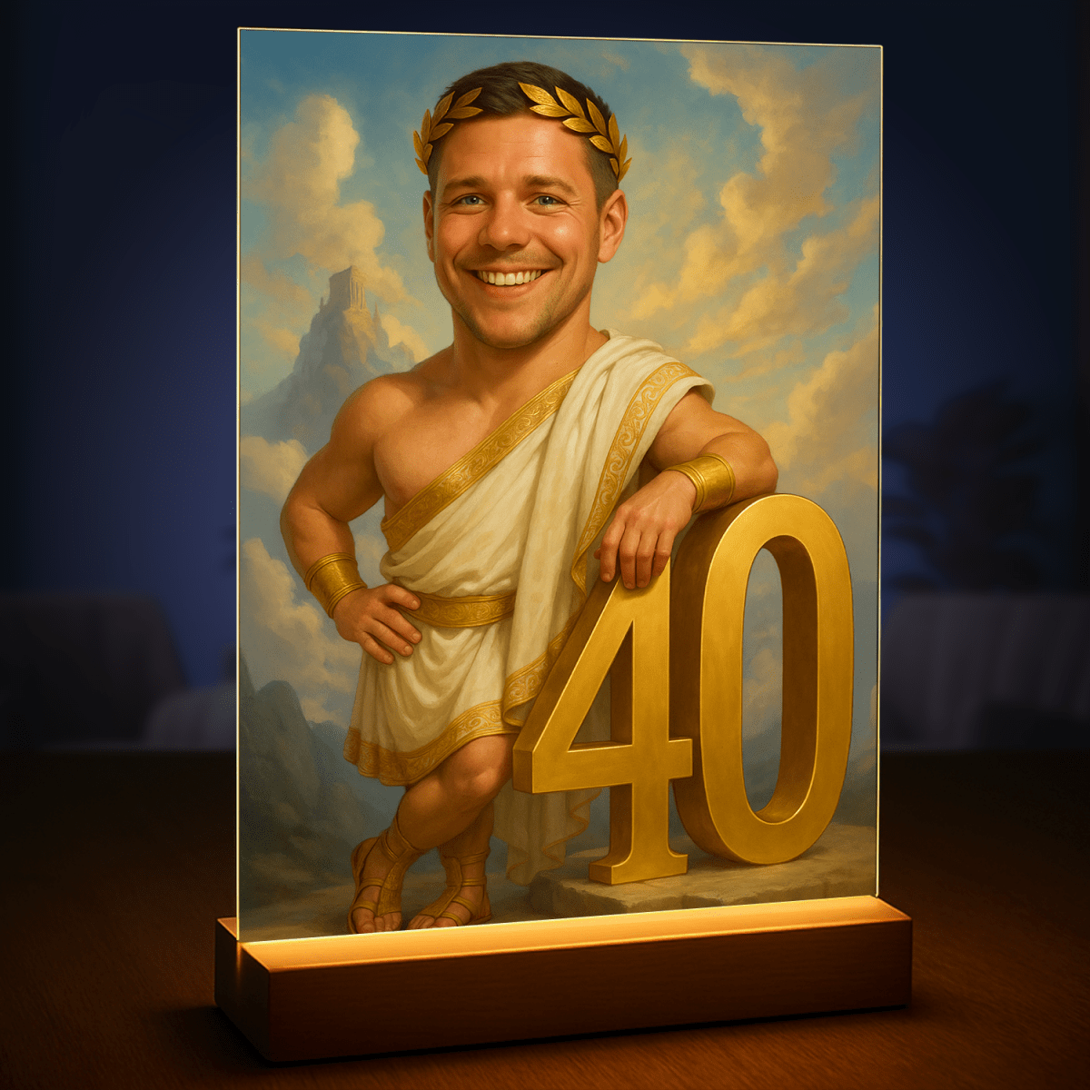 Image of Portret na 40. w stylu greckiego boga - druk na szkle, portret z Twojego zdjęcia - Wymaluj Prezent