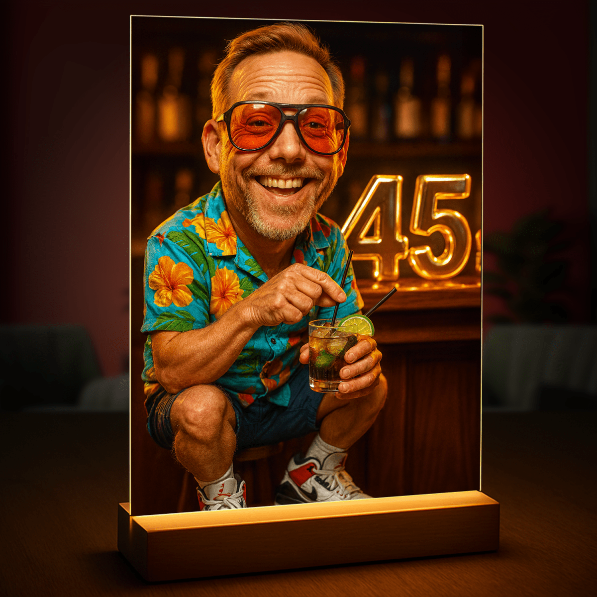 Image of Portret na 45 lat w wielkim stylu - druk na szkle, portret z Twojego zdjęcia - Wymaluj Prezent