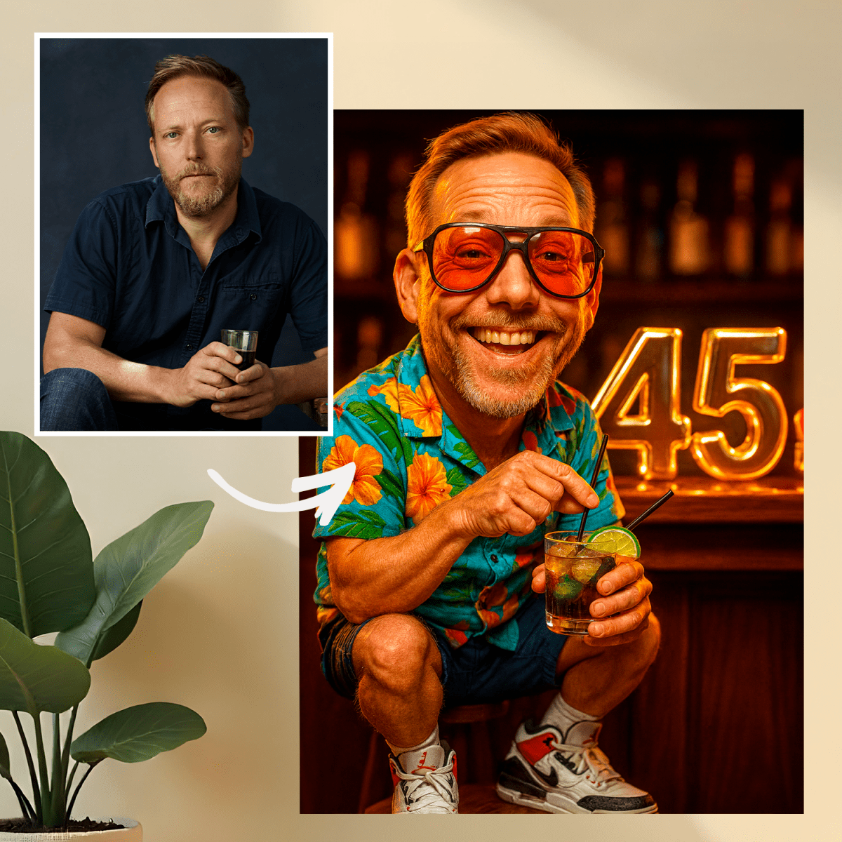 Image of Portret na 45 lat w wielkim stylu - druk na szkle, portret z Twojego zdjęcia - Wymaluj Prezent