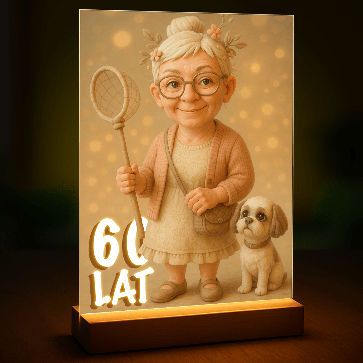 Portret na 60 urodziny babci - druk na szkle, portret z Twojego zdjęcia - Wymaluj Prezent
