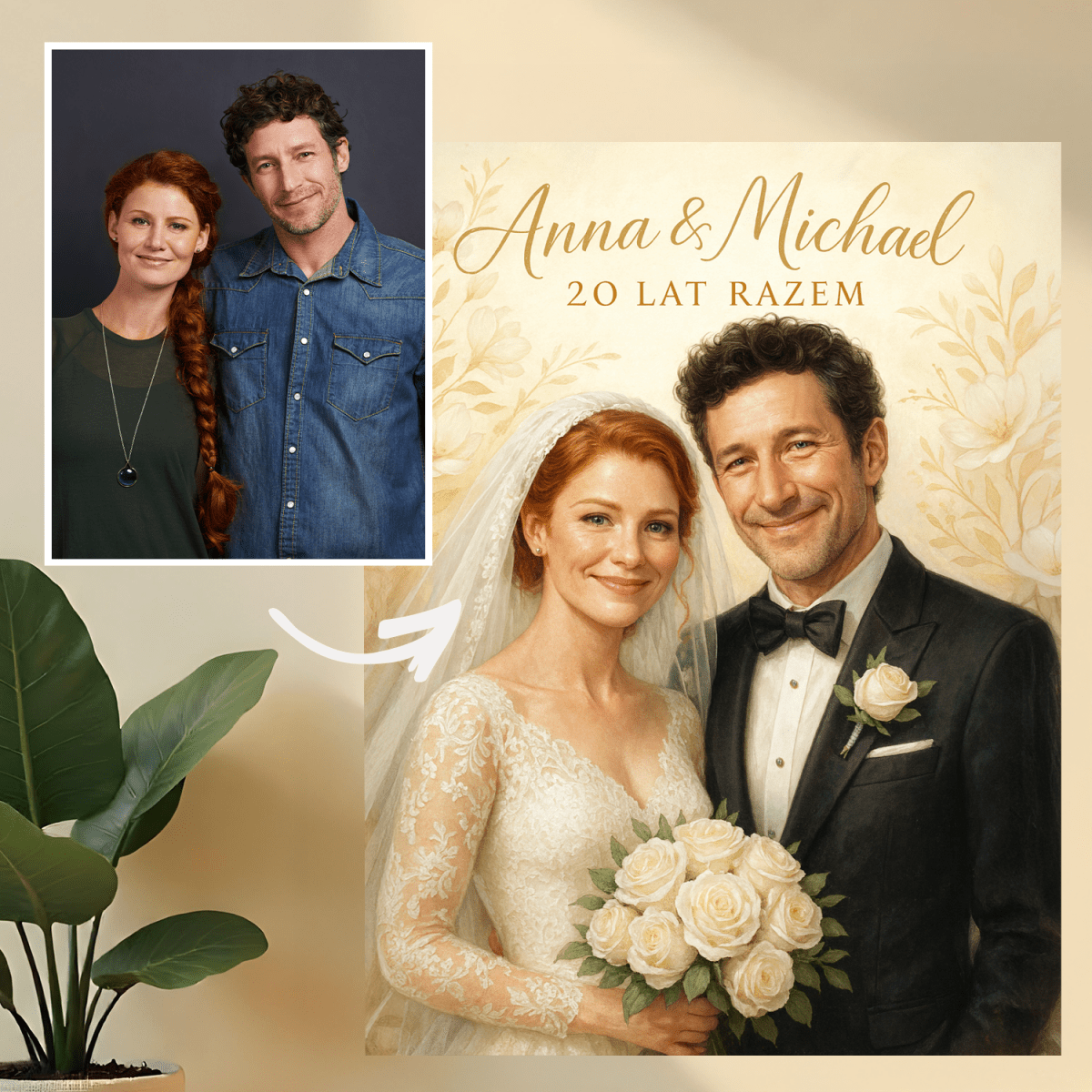 Image of Portret na rocznicę małżeństwa - obraz na płótnie z Twojego zdjęcia - Wymaluj Prezent