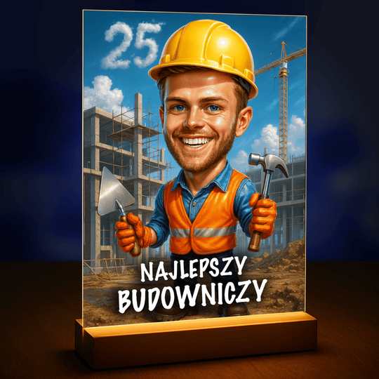 Portret najlepszego budowniczego - druk na szkle, portret z Twojego zdjęcia