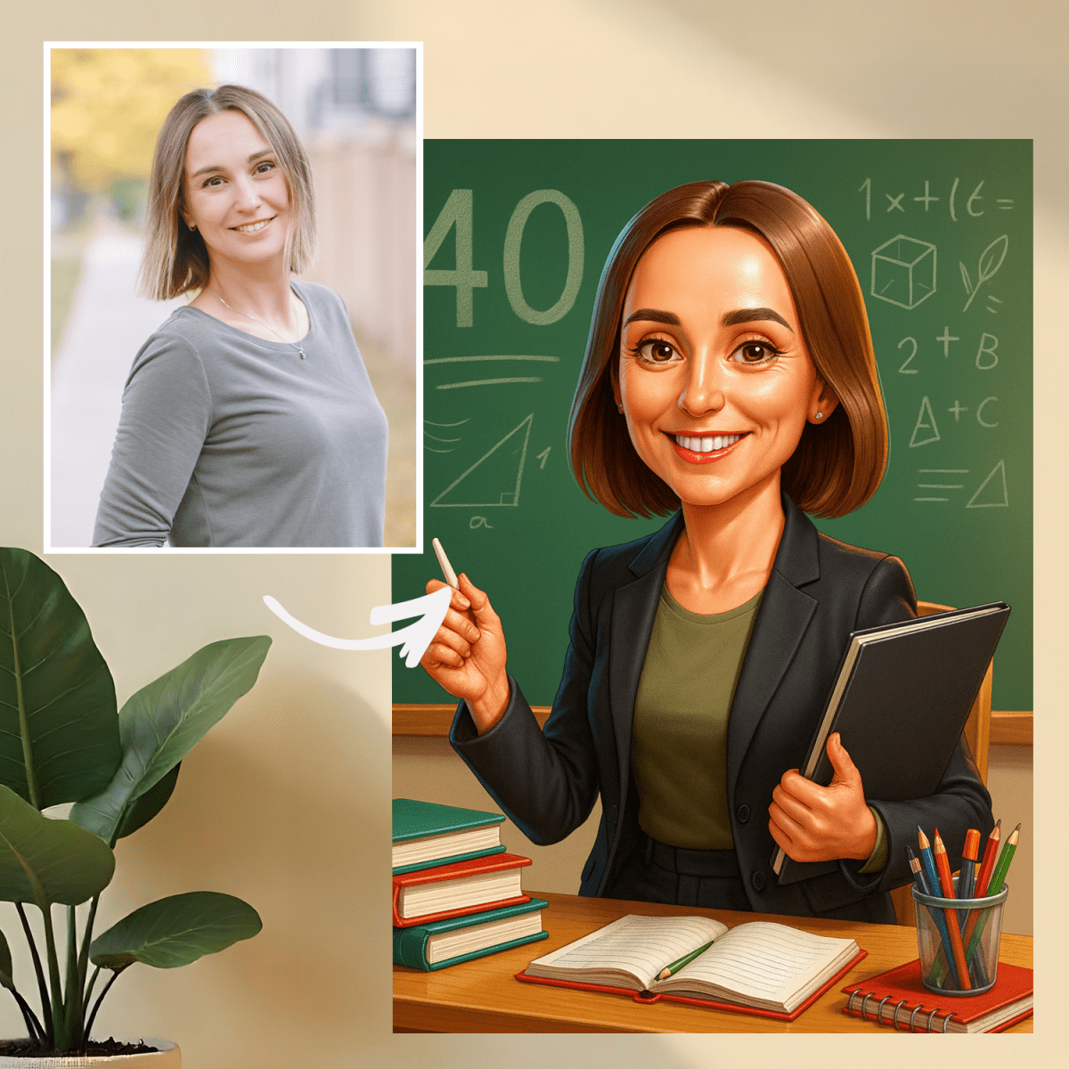 Portret najlepszej nauczycielki na świecie - druk na szkle, portret z Twojego zdjęcia - Wymaluj Prezent