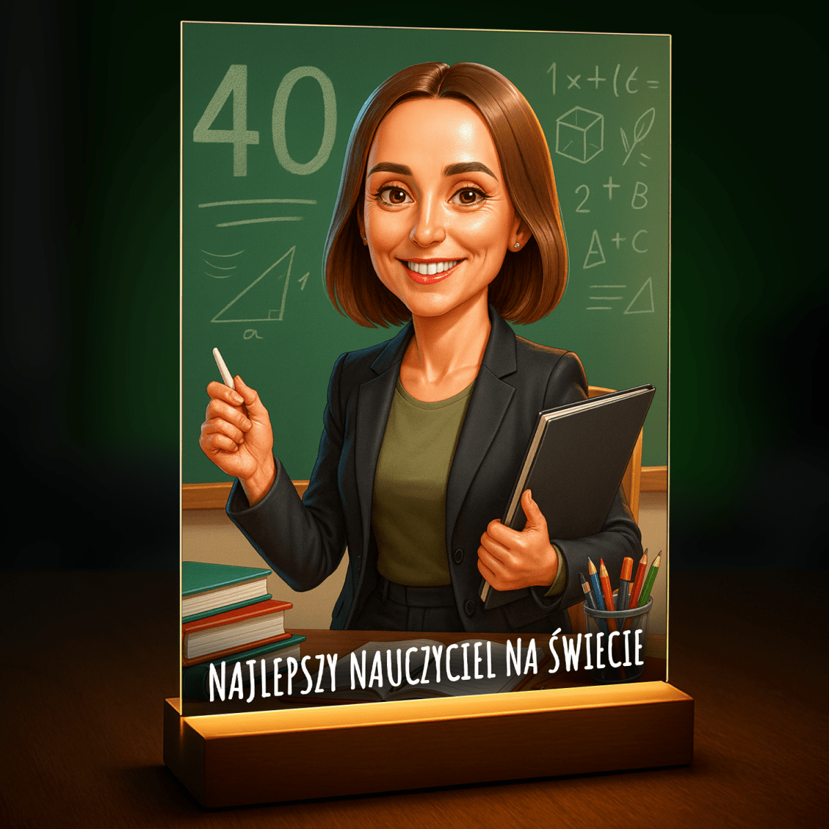 Portret najlepszej nauczycielki na świecie - druk na szkle, portret z Twojego zdjęcia - Wymaluj Prezent