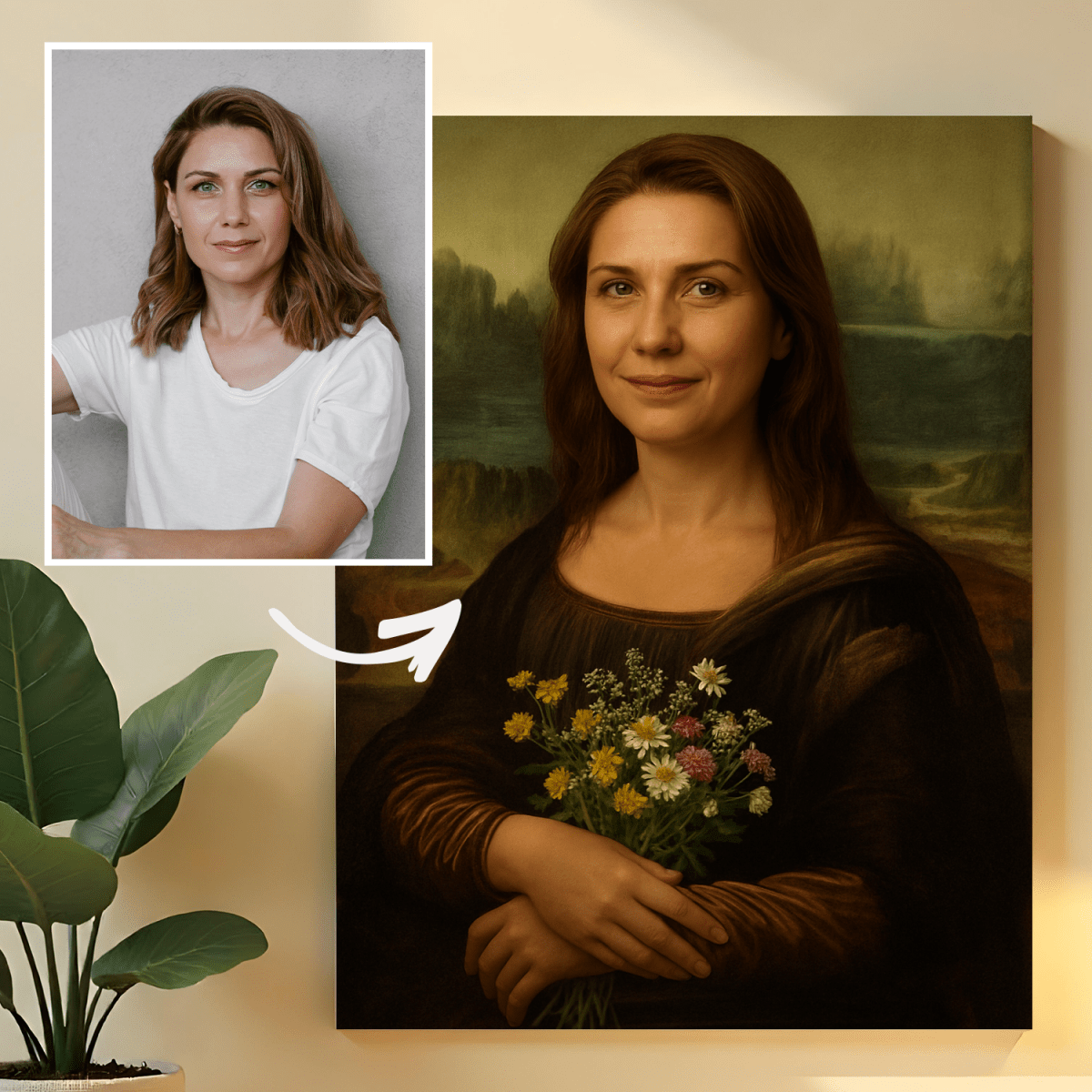 Image of Portret nowej Mona Lisy - obraz na płótnie z Twojego zdjęcia - Wymaluj Prezent