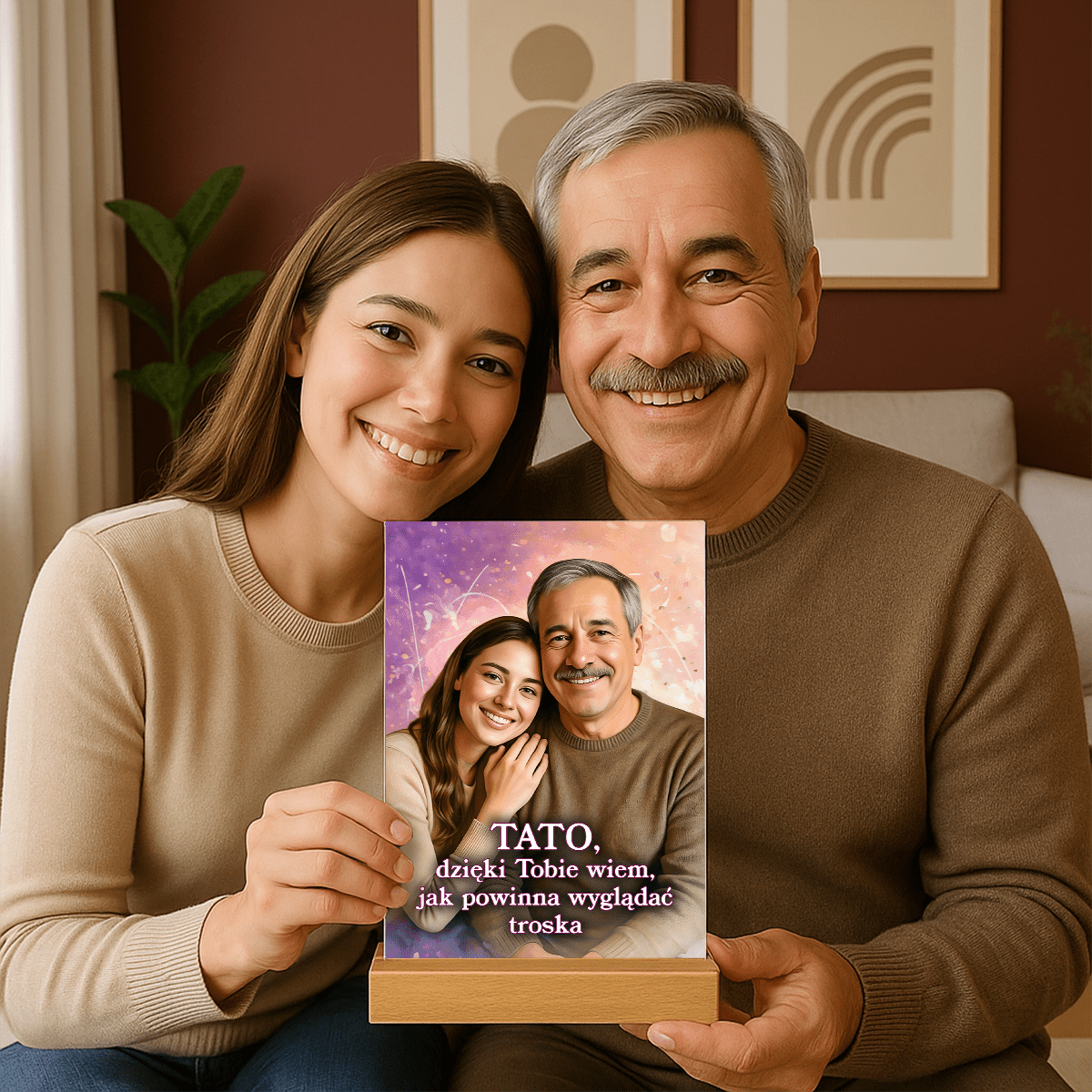 Portret ojca i córki - druk na szkle, portret z Twojego zdjęcia - Wymaluj Prezent