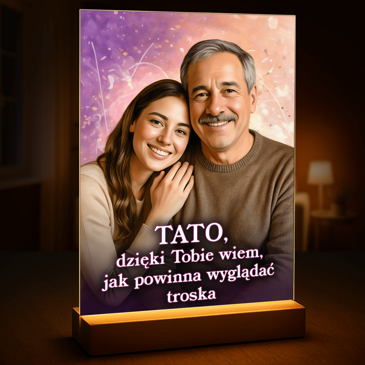 Image of Portret ojca i córki - druk na szkle, portret z Twojego zdjęcia - Wymaluj Prezent