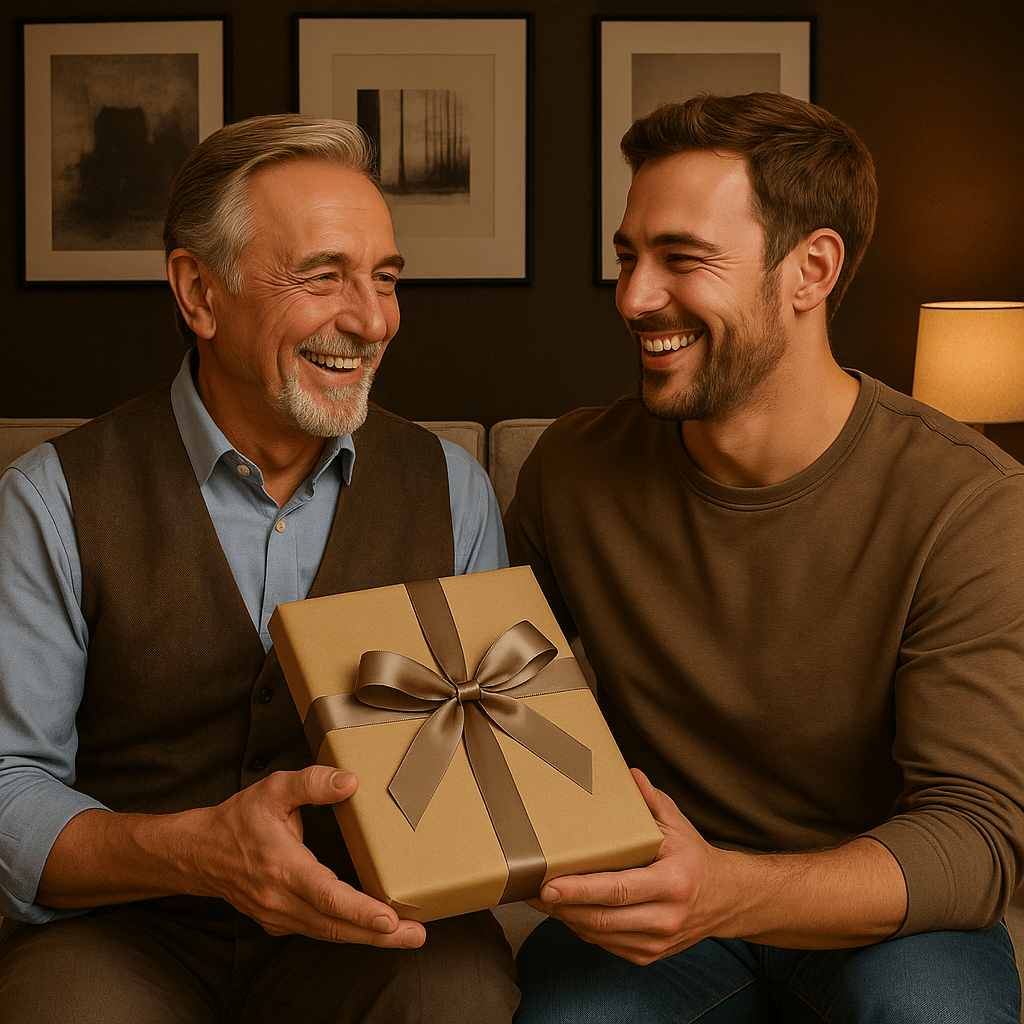 Portret ojca i syna + tekst - druk na szkle, portret z Twojego zdjęcia - Wymaluj Prezent