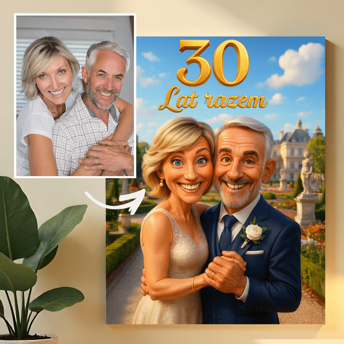 Image of Portret pary 30 lat razem - obraz na płótnie z Twojego zdjęcia - Wymaluj Prezent