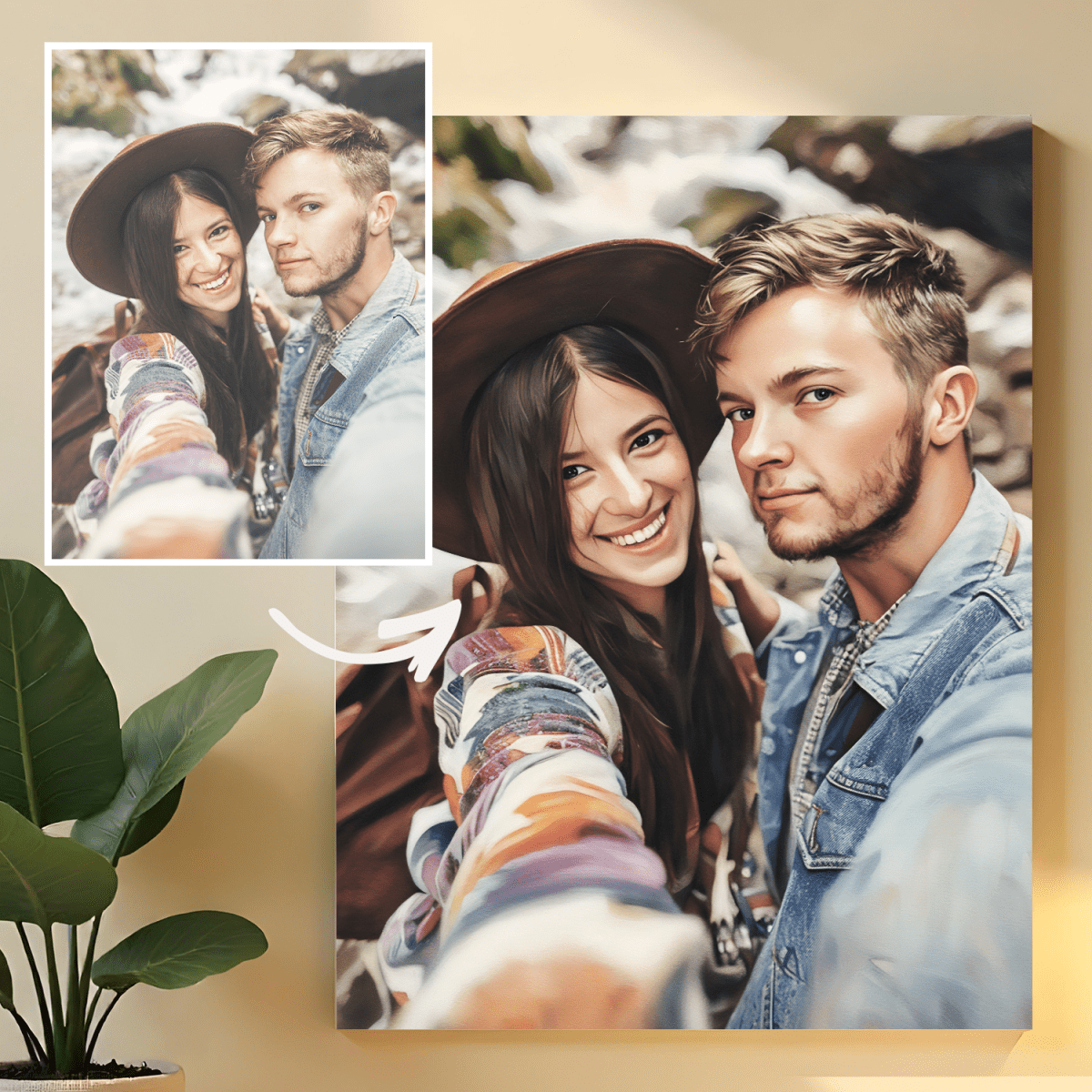 Portret pary jak z Instagrama - druk na szkle, portret z Twojego zdjęcia - Wymaluj Prezent