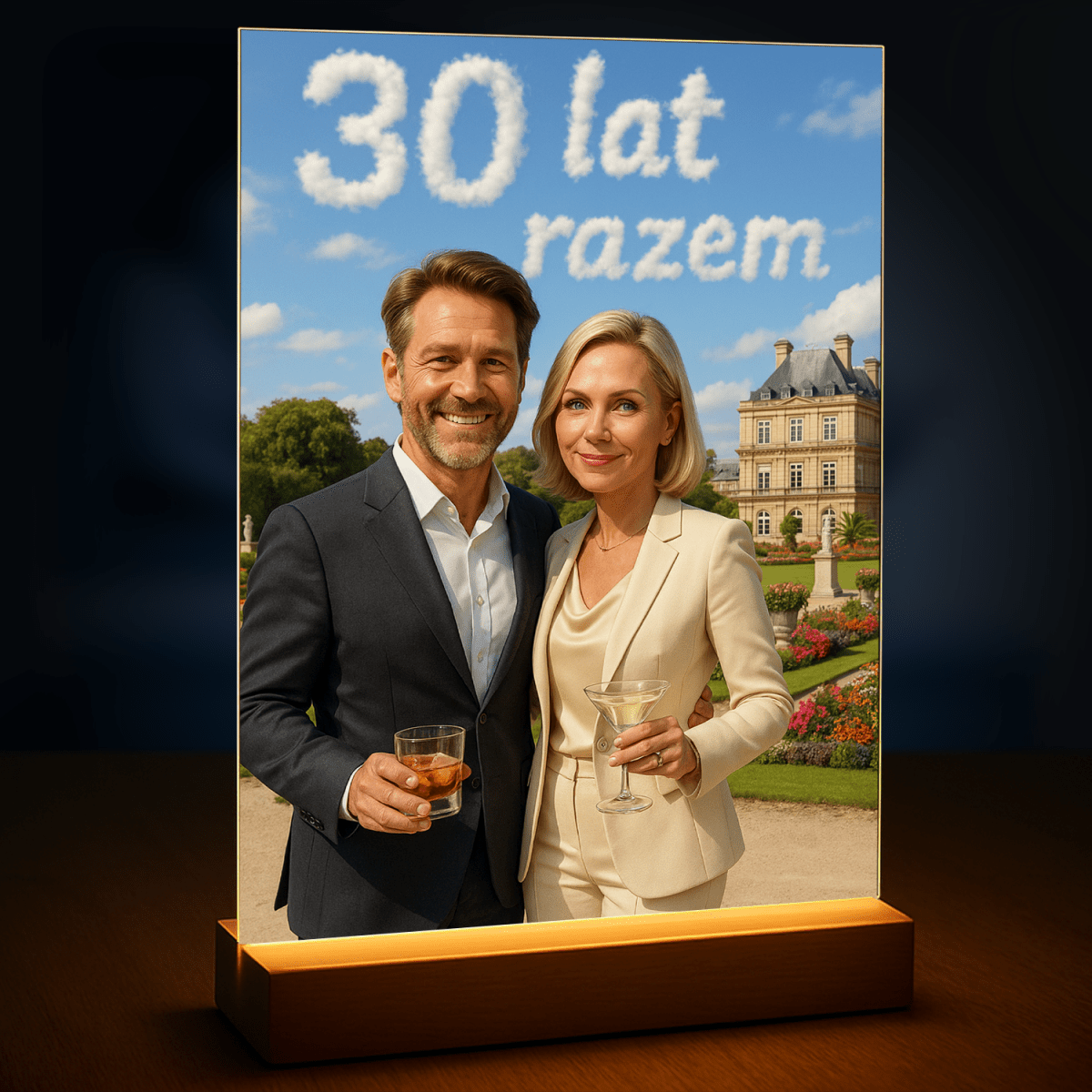 Portret pary na 30 rocznicę - druk na szkle, portret z Twojego zdjęcia - Wymaluj Prezent