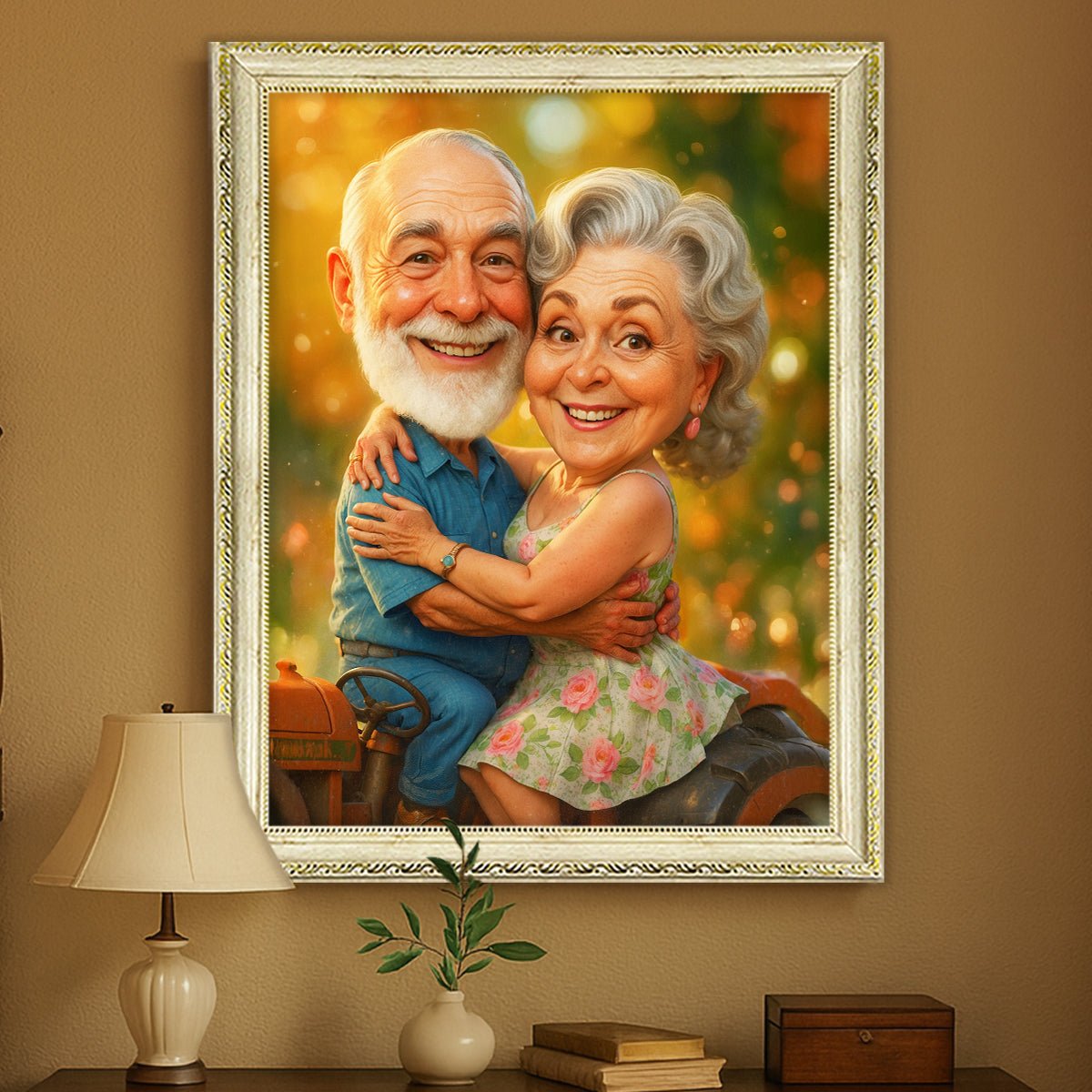 Image of Portret pary na traktorze - obraz na płótnie z Twojego zdjęcia - Wymaluj Prezent