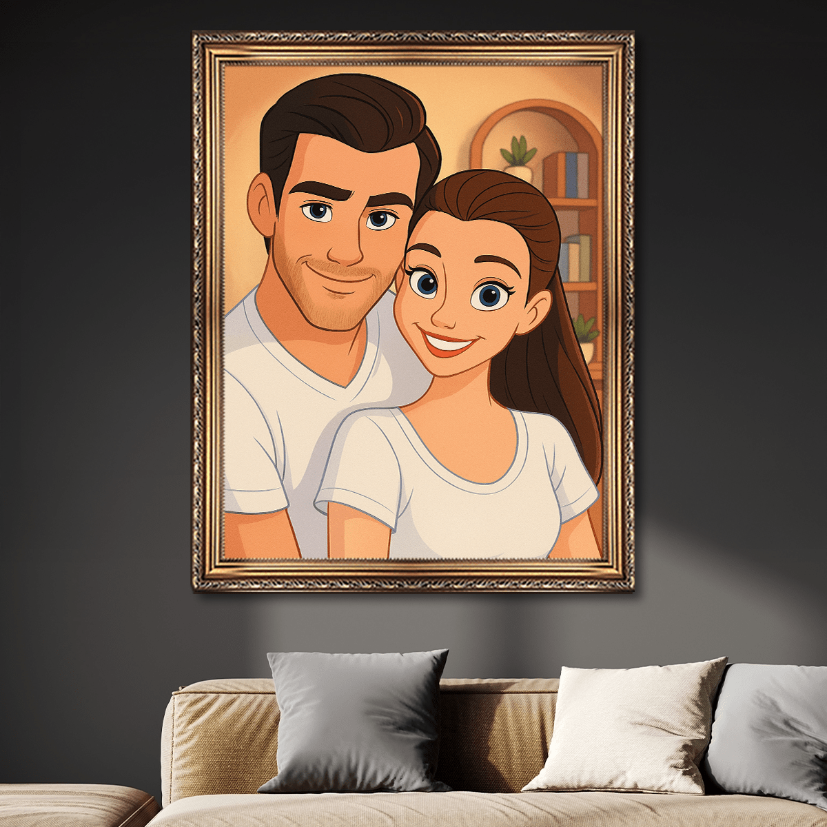 Portret pary w bajkowym stylu - obraz na płótnie z Twojego zdjęcia - Wymaluj Prezent