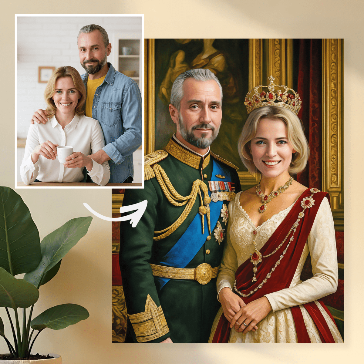 Image of Portret pary w dworskim stylu - obraz na płótnie z Twojego zdjęcia - Wymaluj Prezent