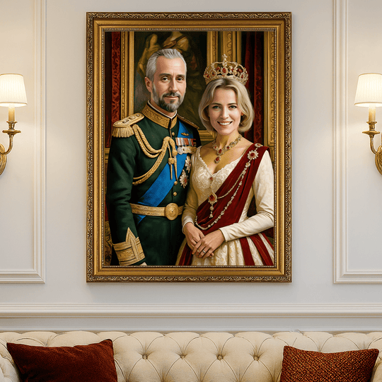 Portret pary w dworskim stylu - obraz na płótnie z Twojego zdjęcia