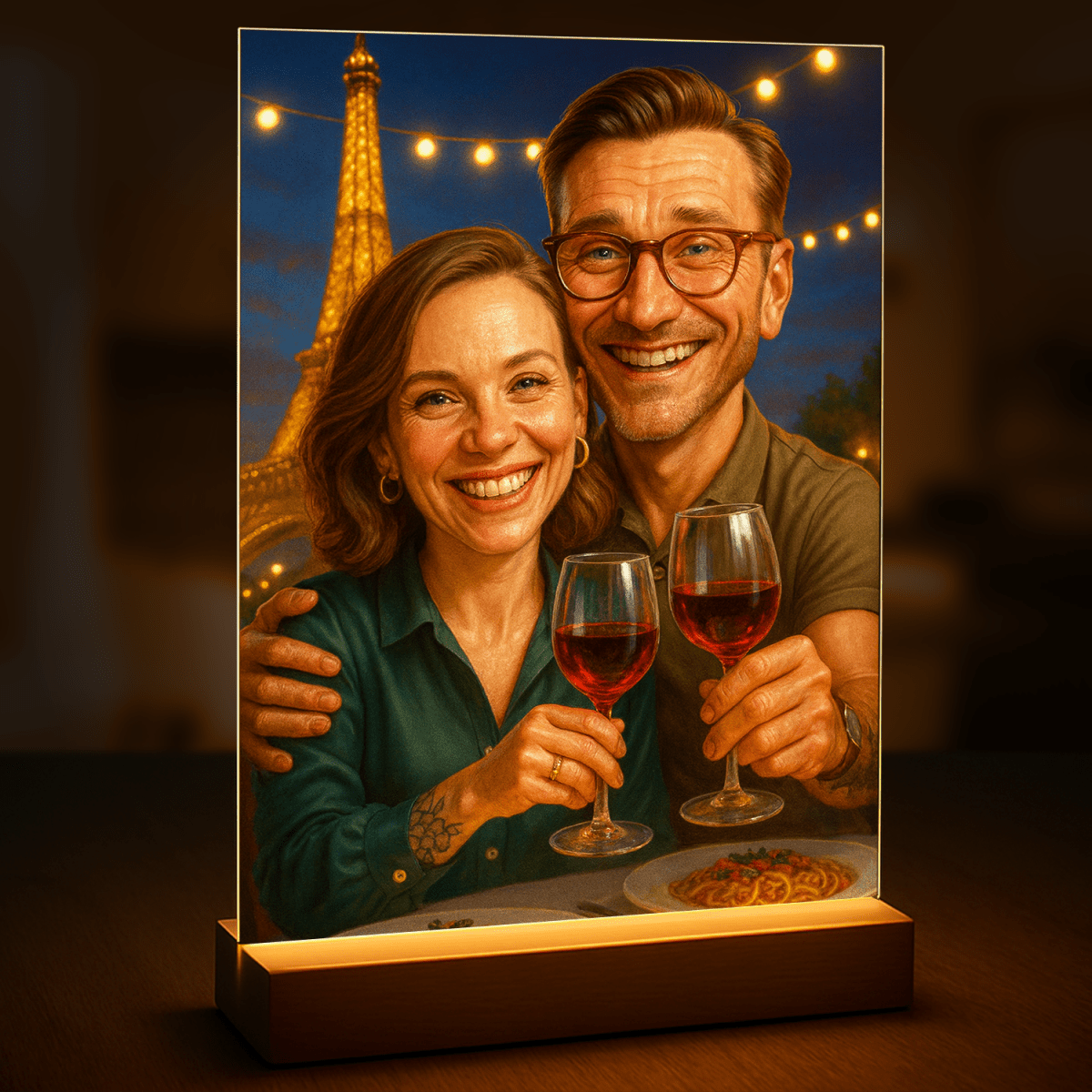 Image of Portret pary w Paryżu - druk na szkle, portret z Twojego zdjęcia - Wymaluj Prezent