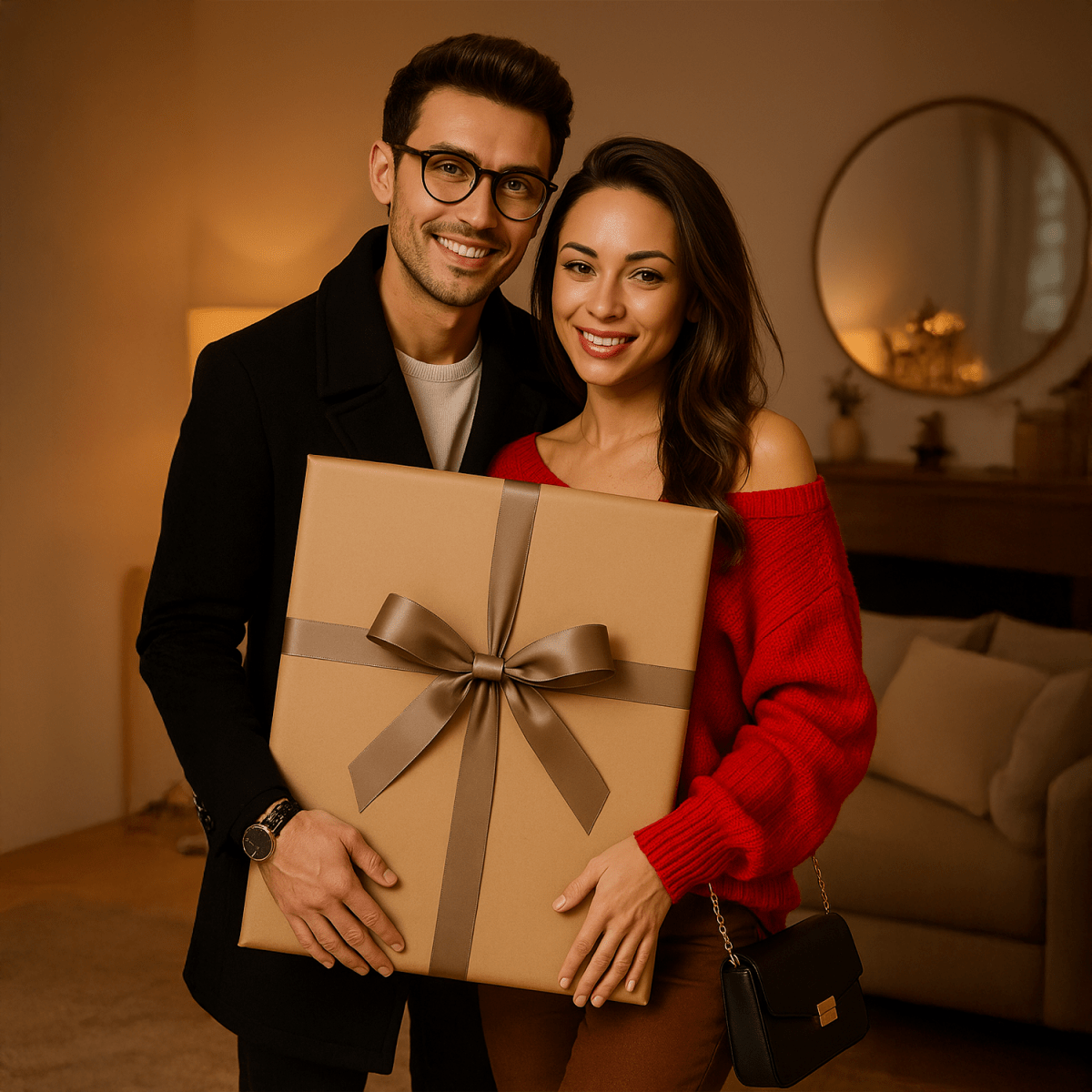 Image of Portret pary w rysunkowym stylu + napis - plakat z Twojego zdjęcia - Wymaluj Prezent