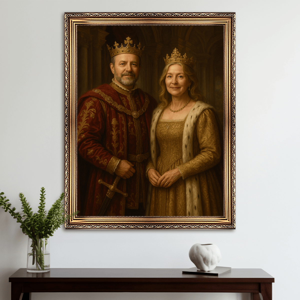 Image of Portret pary w stylu królewskim - obraz na płótnie z Twojego zdjęcia - Wymaluj Prezent