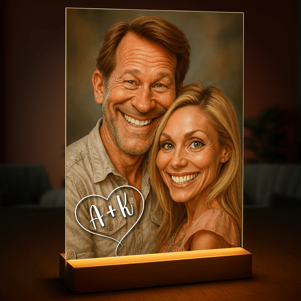 Image of Portret pary w stylu realistycznej karykatury - druk na szkle, portret z Twojego zdjęcia - Wymaluj Prezent