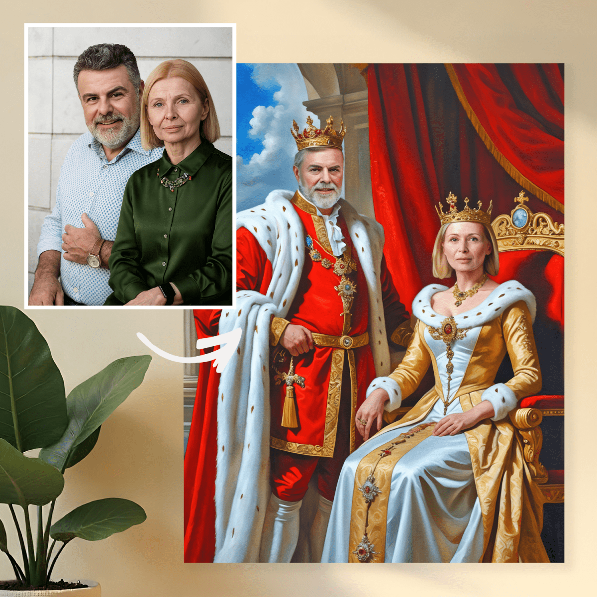 Image of Portret pary władców - obraz na płótnie z Twojego zdjęcia - Wymaluj Prezent