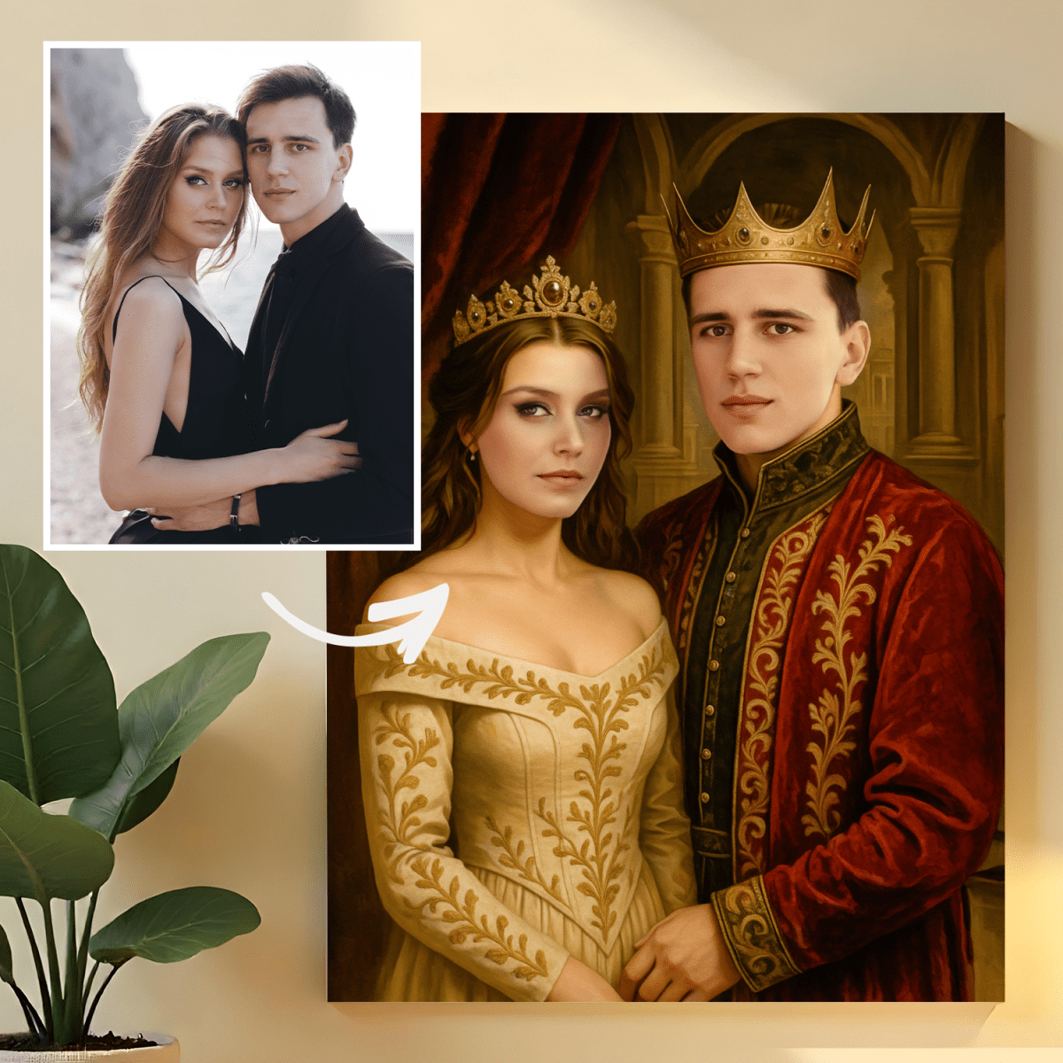 Image of Portret pary z królewskim efektem - obraz na płótnie z Twojego zdjęcia - Wymaluj Prezent