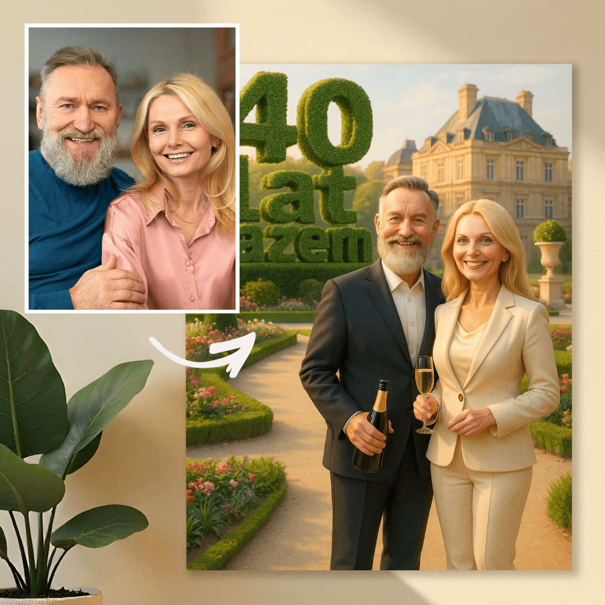 Portret pary z okazji 40 rocznicy - obraz na płótnie z Twojego zdjęcia - Wymaluj Prezent