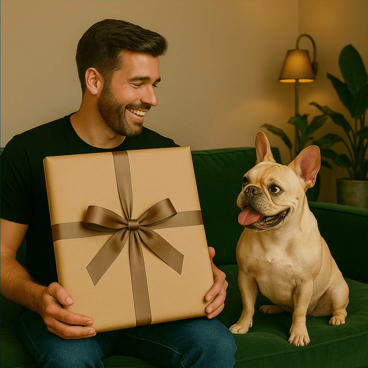 Portret pasa z zielonym tłem - obraz na płótnie z Twojego zdjęcia - Wymaluj Prezent