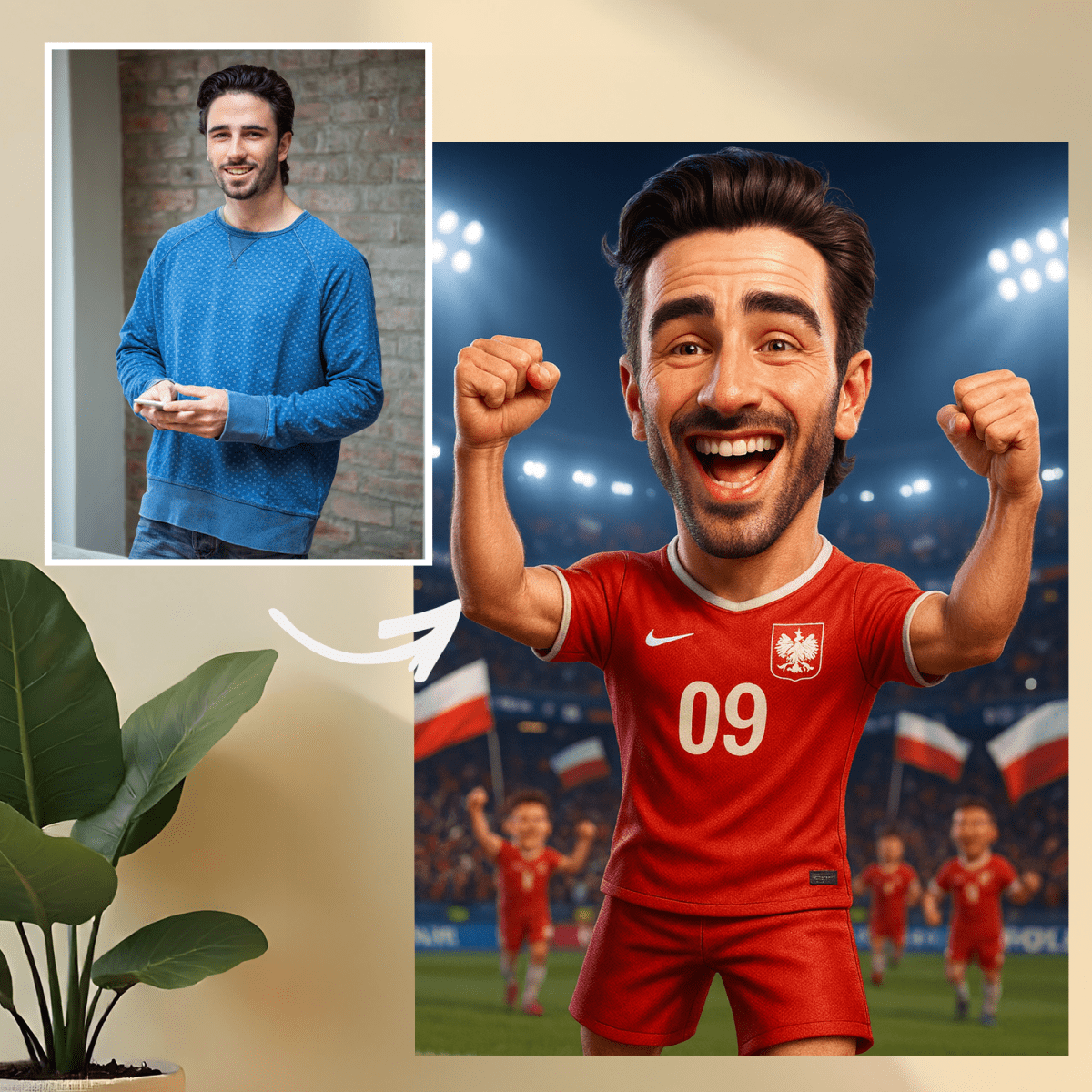 Portret piłkarza - druk na szkle, portret z Twojego zdjęcia - Wymaluj Prezent