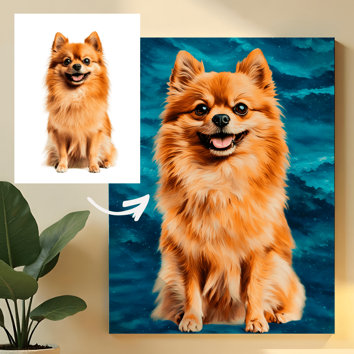 Image of Portret pupila z niebieskim tłem - obraz na płótnie z Twojego zdjęcia - Wymaluj Prezent