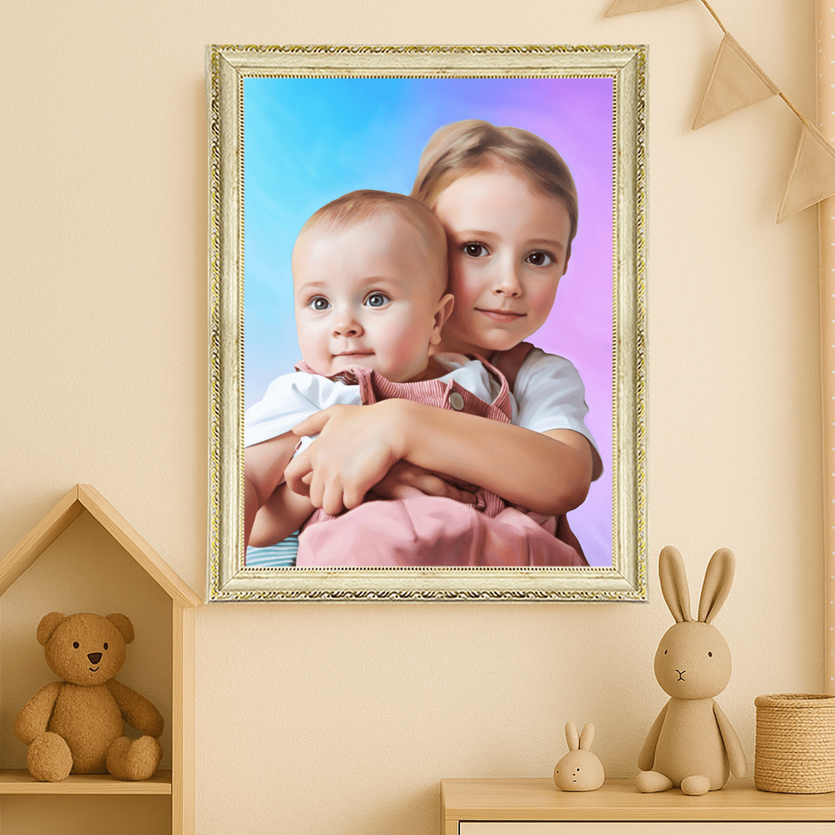 Image of Portret rodzeństwa - obraz na płótnie z Twojego zdjęcia - Wymaluj Prezent