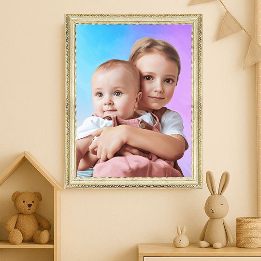 Portret rodzeństwa - obraz na płótnie z Twojego zdjęcia