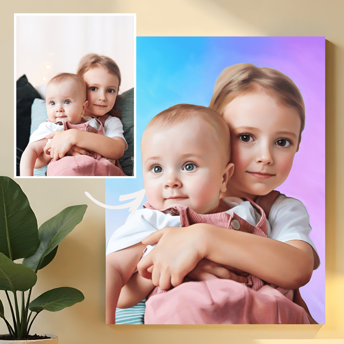 Image of Portret rodzeństwa - obraz na płótnie z Twojego zdjęcia - Wymaluj Prezent