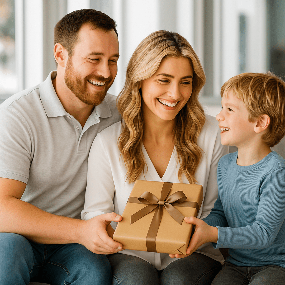 Image of Portret rodziców z dzieckiem - druk na szkle, portret z Twojego zdjęcia - Wymaluj Prezent
