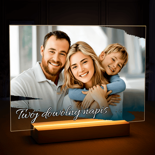 Portret rodziców z dzieckiem - druk na szkle, portret z Twojego zdjęcia