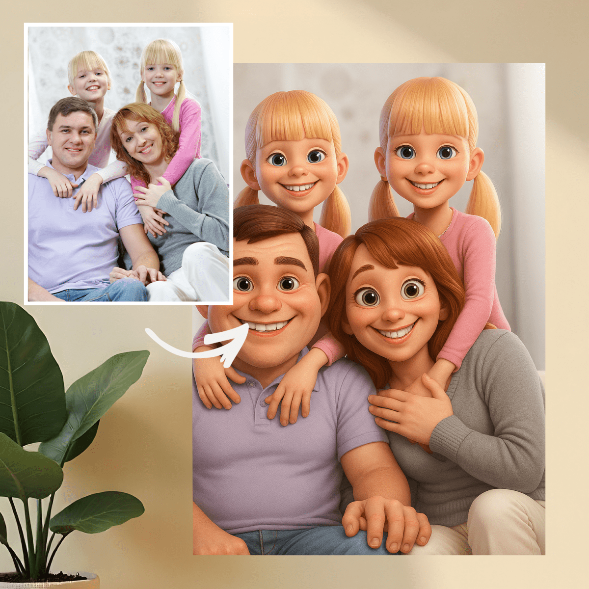 Image of Portret rodzinny w stylu rodzinnym - obraz na płótnie z Twojego zdjęcia - Wymaluj Prezent