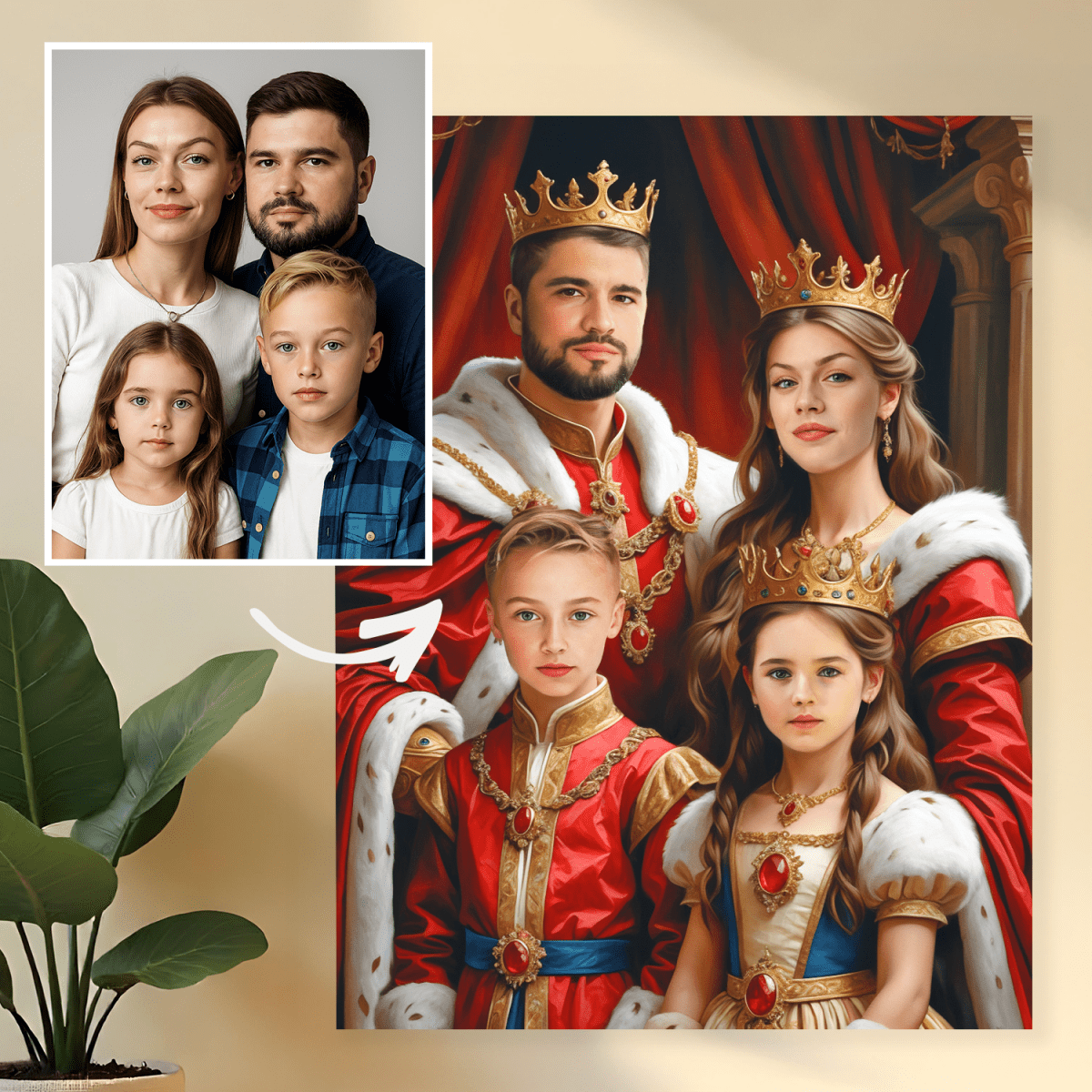 Portret rodziny królewskiej - obraz na płótnie z Twojego zdjęcia - Wymaluj Prezent
