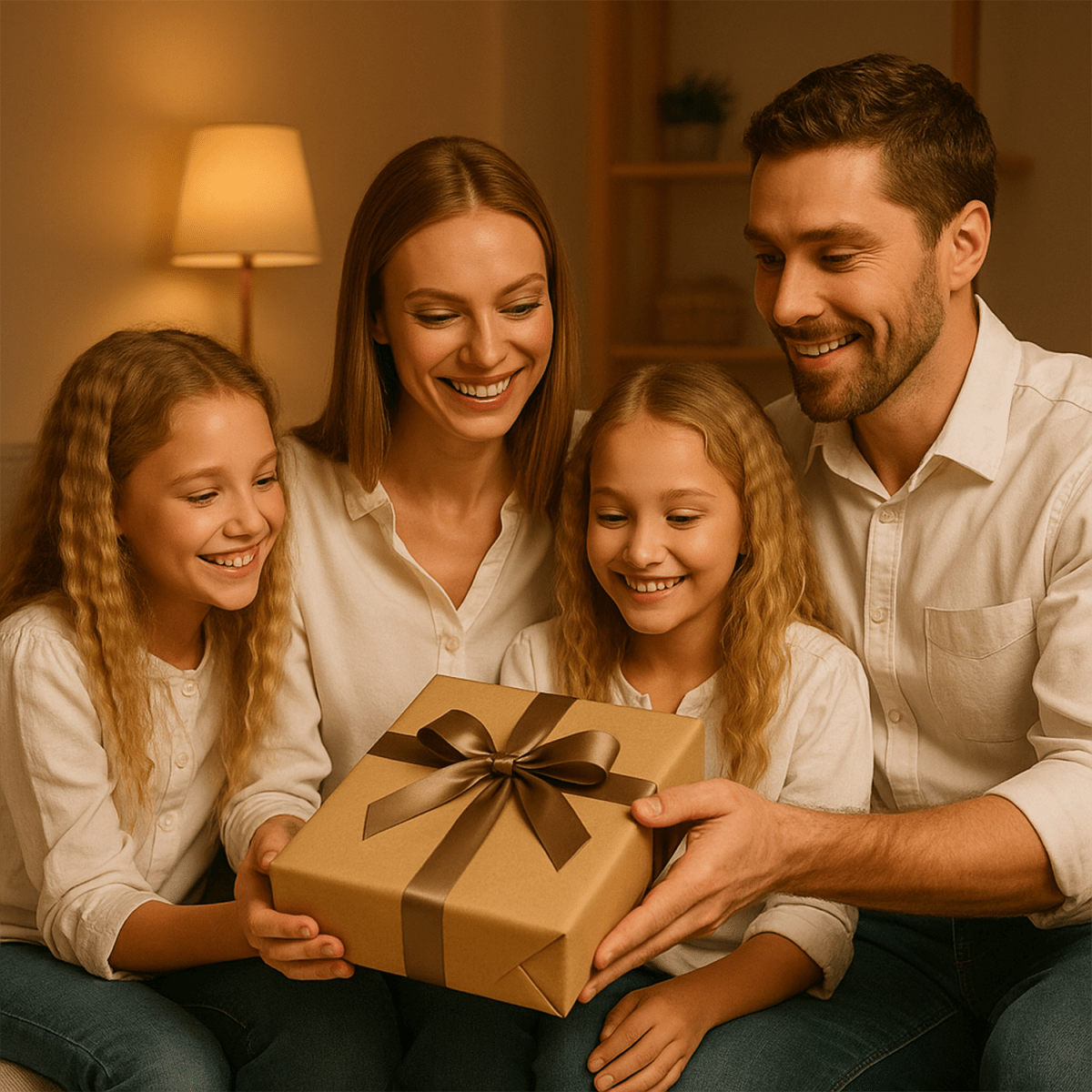 Image of Portret rodziny w animowanym stylu - druk na szkle, portret z Twojego zdjęcia - Wymaluj Prezent