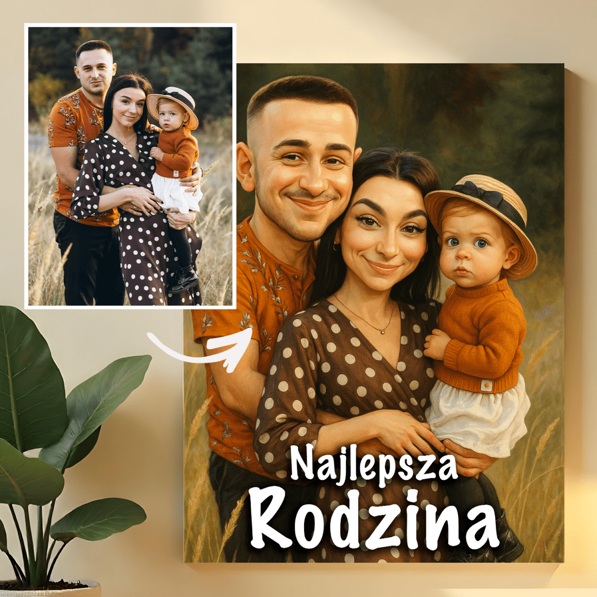 Image of Portret rodziny w karykaturalnym stylu - druk na szkle, portret z Twojego zdjęcia - Wymaluj Prezent