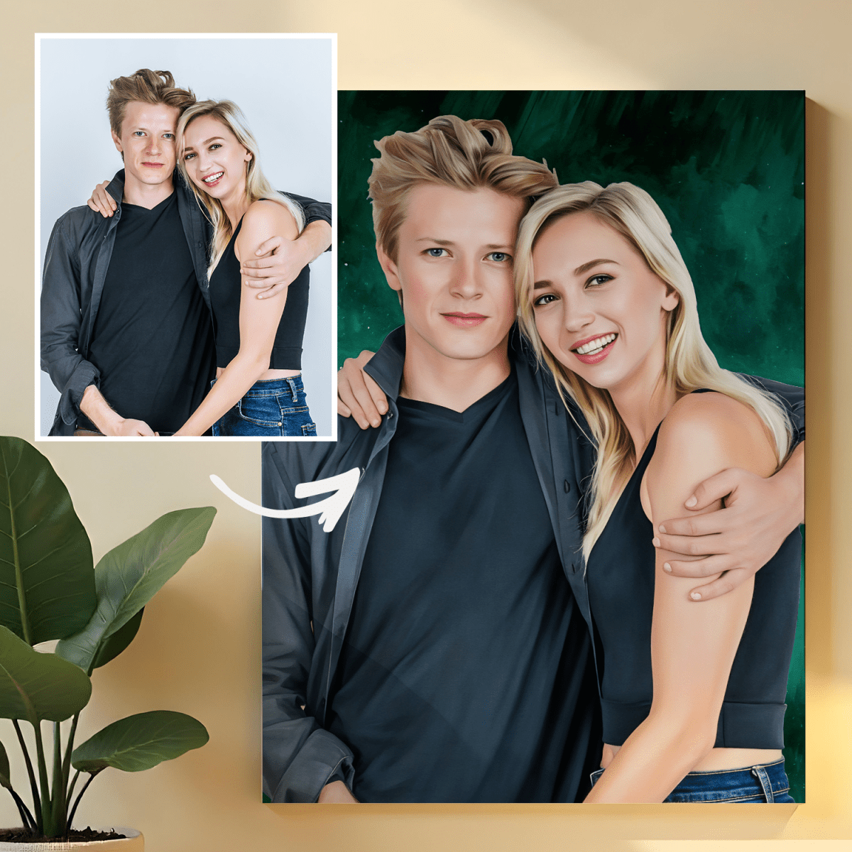 Portret siostry i brata - obraz na płótnie z Twojego zdjęcia - Wymaluj Prezent