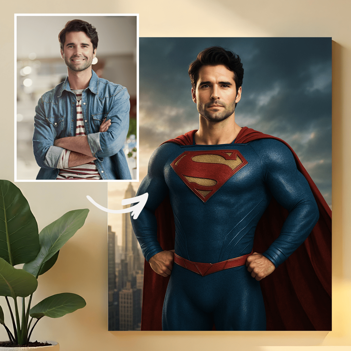 Image of Portret superbohatera - obraz na płótnie z Twojego zdjęcia - Wymaluj Prezent