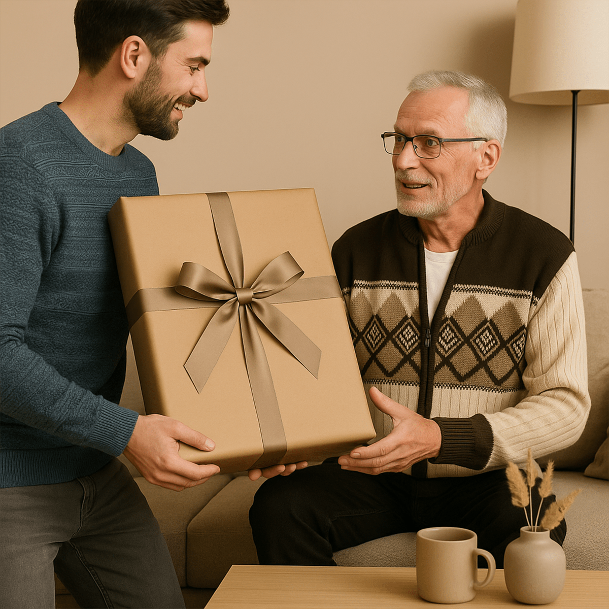 Portret syna z tatą - obraz na płótnie z Twojego zdjęcia - Wymaluj Prezent