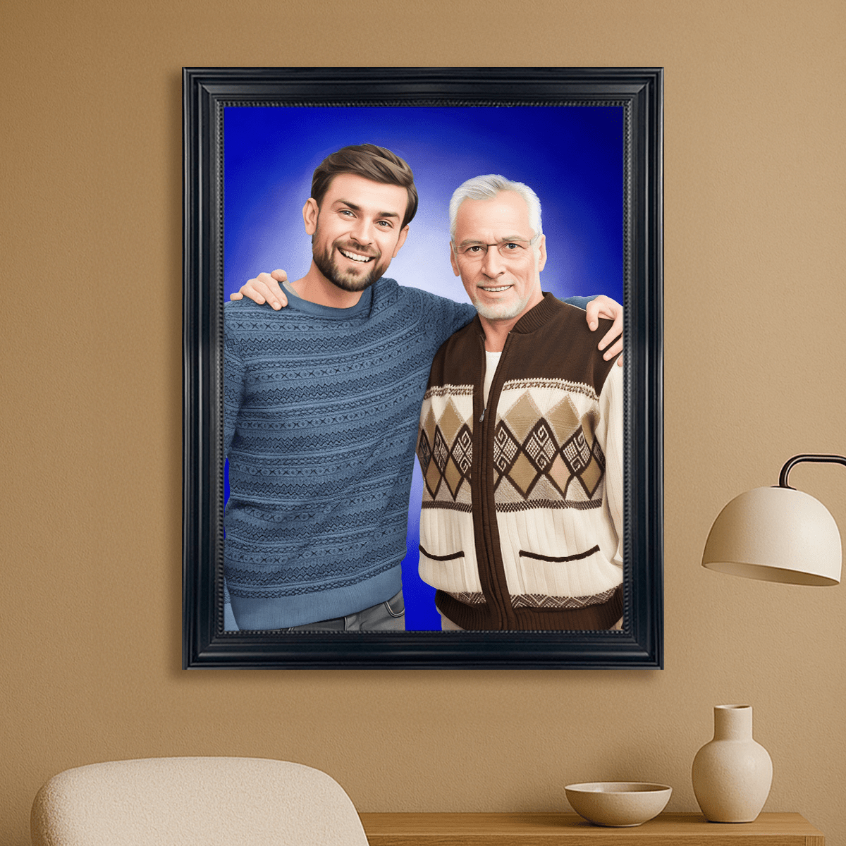 Image of Portret syna z tatą - obraz na płótnie z Twojego zdjęcia - Wymaluj Prezent