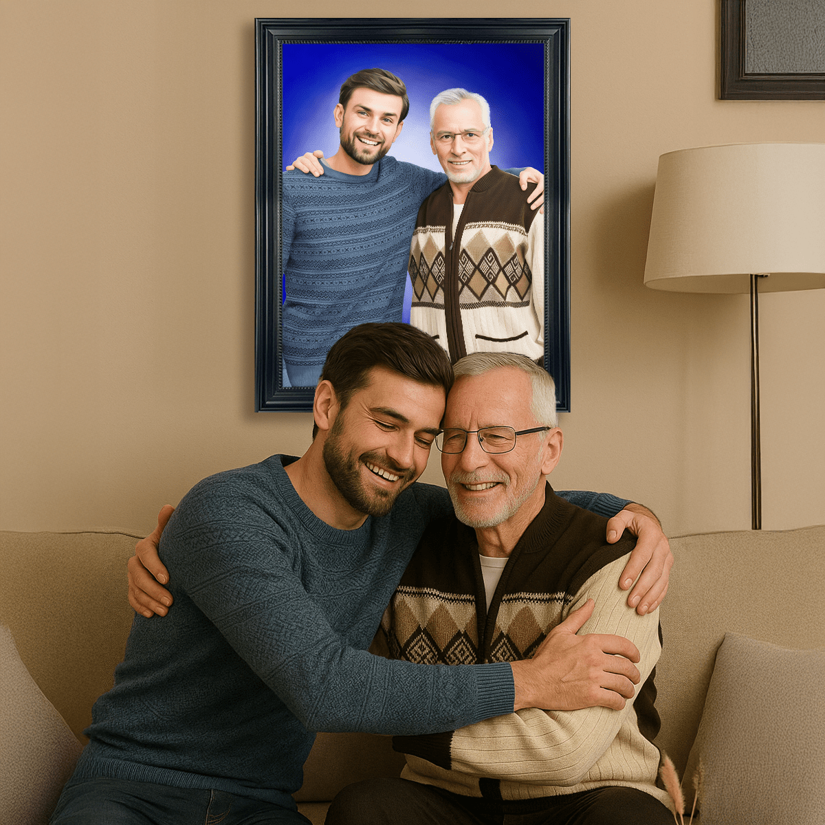 Image of Portret syna z tatą - obraz na płótnie z Twojego zdjęcia - Wymaluj Prezent