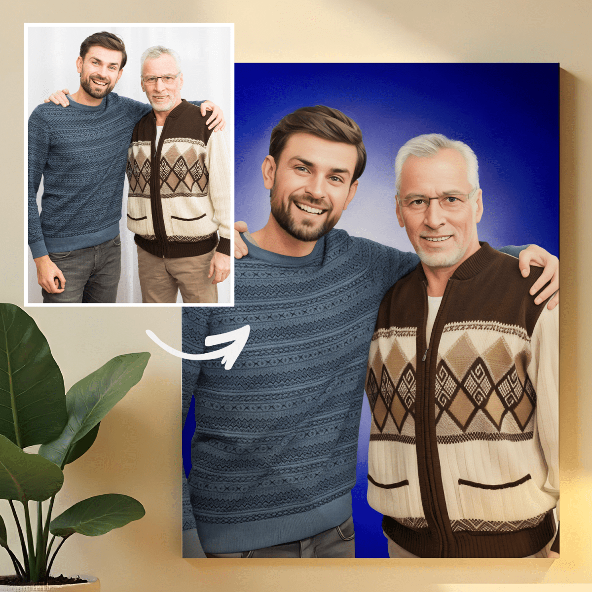 Image of Portret syna z tatą - obraz na płótnie z Twojego zdjęcia - Wymaluj Prezent